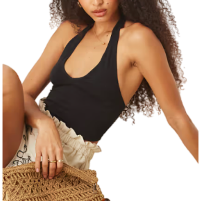 ASOS DESIGN – Svart crop top med halterneck