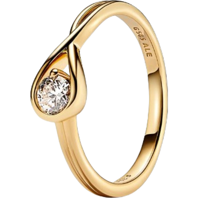 Pandora Infinite 14k Gold Lab-grown Diamond Ring - 14k gold / Lab-grown diamond - Sz. 53 - Clear