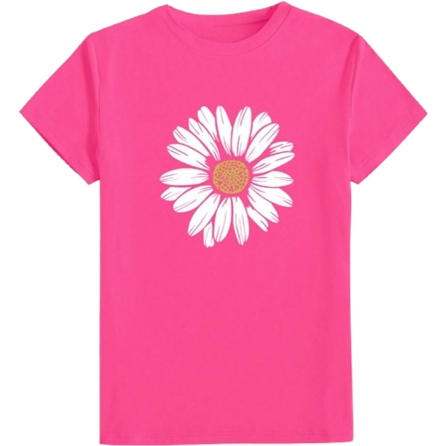 INAWLY Floral Print T-Shirt Short Sleeve Casual Charming Flower Print Shirt Women&#39;s Pullover Round Neck Short Sleeve T-Shirt Graphic Tees Women Tops