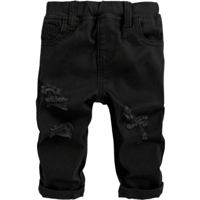 SHEIN Baby Boy Solid Color Ripped Jeans, Casual And Simple Style For Fall And Winter