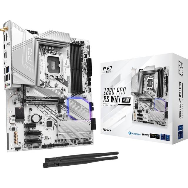 ASRock Z890 Pro RS WiFi White - Moderkort - ATX - LGA1851-uttag - Z890 Chipuppsättning - USB4, USB-C 3.2 Gen 2x2, USB 3.2 Gen 2, USB 3.2 Gen 1 - 2.5