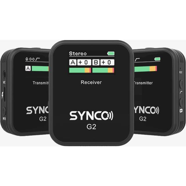 SYNCO G2A2 Pro Wireless Microphone System with 1 Receiver & 2 Microphones 200M Transmission Range 6 1 Receiver & 2 Microphones svart