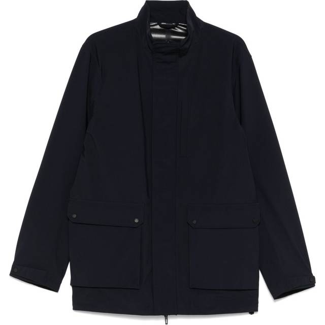 Emporio Armani, Light Jackets, male, Blue, L, Blue Capsule Coats with Logo Patch