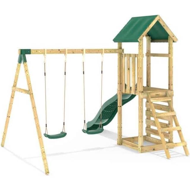 Rebo - Adventure Wooden Climbing Frame, Swing Set and Slide - Annapurna Green