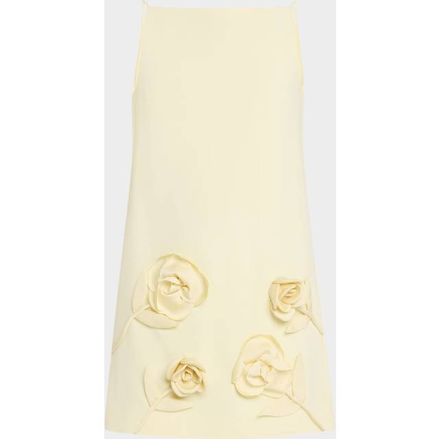 Crepe Flower Mini Dress - YELLOW - 0