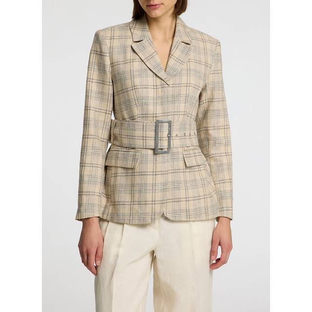 Linen Blend Checked Slim-fit Blazer