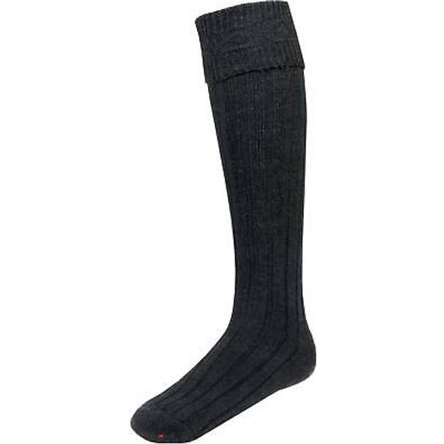 (S (4-7)) Gents Charcoal Kilt Hose Socks Knitted Full Length