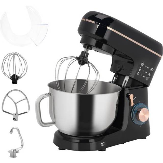HOMCOM Electric Stand Mixer, 5L Food Mixer with Dough Hook, Whisk, Black