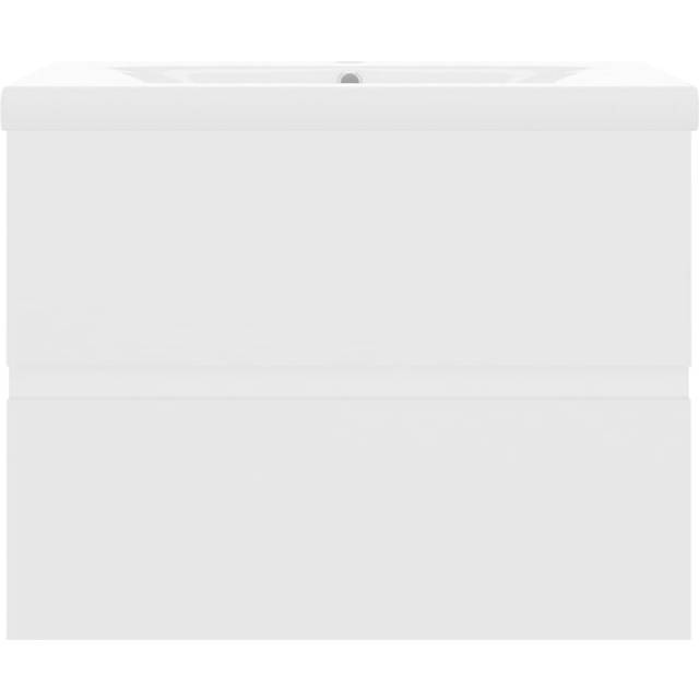 Audis Ceramic Rectangular Wall Hung Basin Bathroom Sink with Faucet and Overflow - White (450mm H X 800mm W X 385mm D)