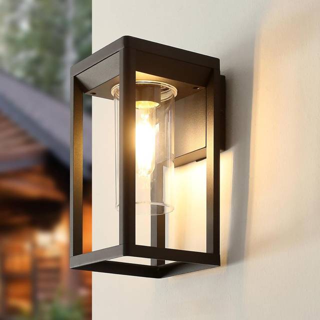 Matte Black 27cm H Outdoor Wall Lantern (27cm H X 15cm W X 15cm D)
