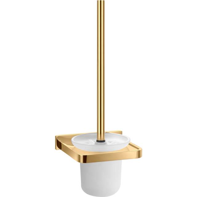 Dutchess Wall-Mounted Toilet Brush and Holder - Gold (38cm H X 13.7cm W X 13.2cm D)