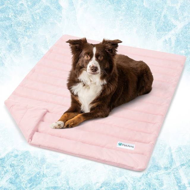 PetAmi Cooling Mat for Dog  Premium Pet Cooling Blanket for Crate Kennel  Indoor Cat Cool Sleeping Pad  Q-MAX Cold Sofa Couch Cover for Summer  Gray/L