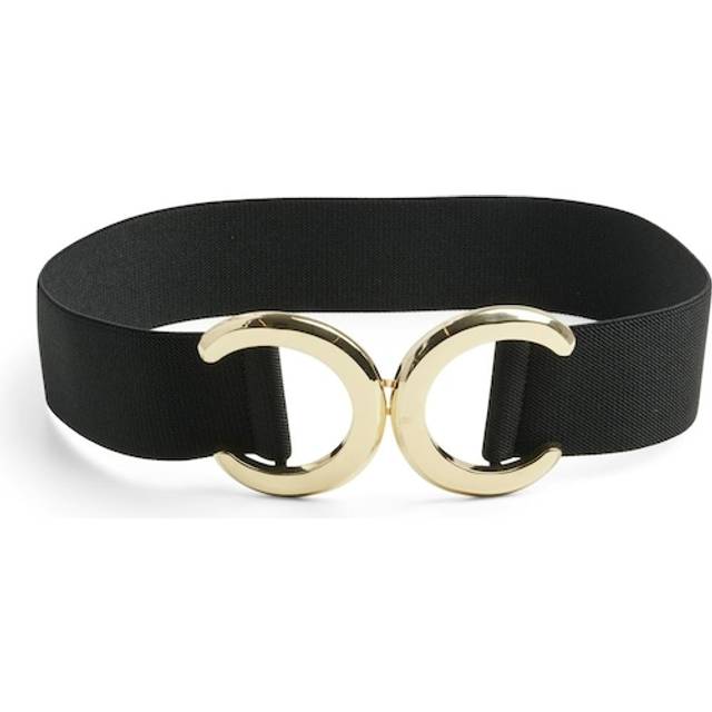 Pieces Black / Gold Nuana Elastic Waist Belt - XS