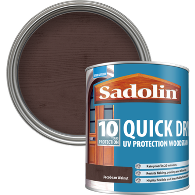 Sadolin Quick Dry 10 Year Jacobean Walnut Woodstain 1L - Brown