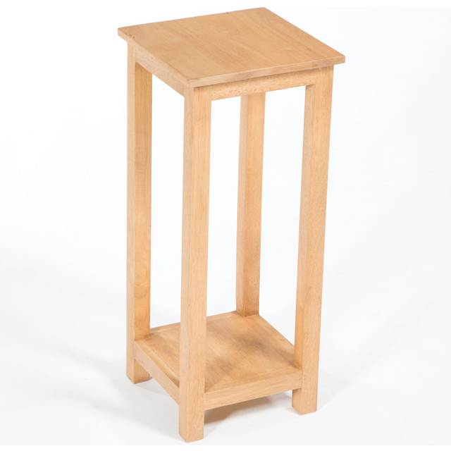 Asro Square Pedestal Rubberwood Plant Stand - Walnut (60cm H x 25cm W x 25cm D)