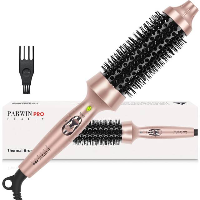 Thermal Brush, 35 mm Heated Round Brush, Ionic Hot Brush Create Shinier & Smoother Curls, Fast Heating, Dual Voltage, 60 Mins Auto Shut Down, Gold