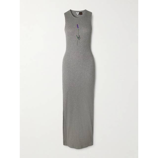 LOEWE - + Paula's Ibiza Floral-print Ribbed Stretch-jersey Maxi Dress - Gray - x small