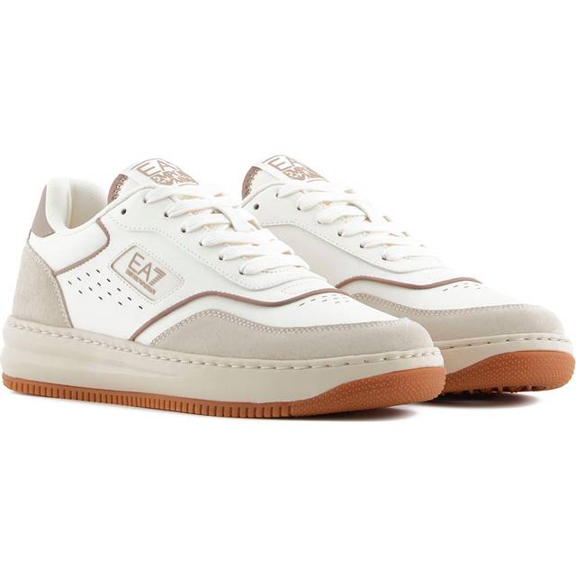 EA7 unisex. X8X190_XK405 Beige träningsskor i läder (42 2/3), Hud, Karta, Nyckelband, Casual, Deportivo, Multisport - Beige, Läder (42 2/3)