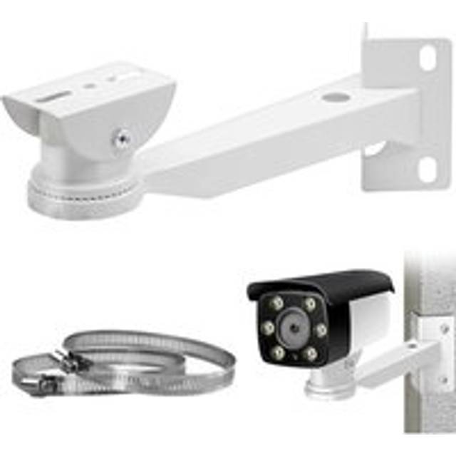 Alwaysh - Outdoor Surveillance Corner Camera Mount, Solid Metal Bracket with 2 Vertical Buckles Pole Mount for Security Camera, for cctv Cameras,