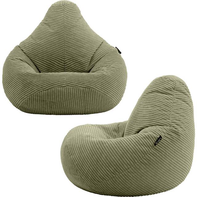 Corduroy Refillable Bean Bag Sofa - Green (Small)