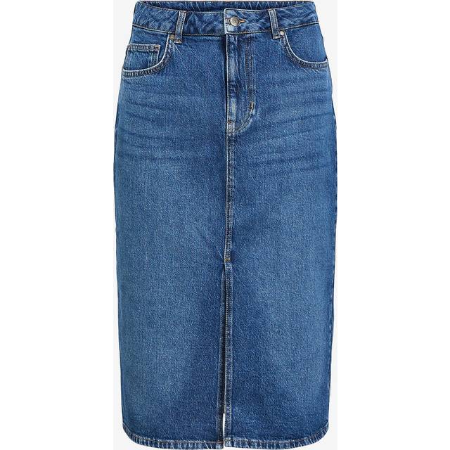 Object - Jeanskjol objEllen Midi MW Denim Skirt - Blå