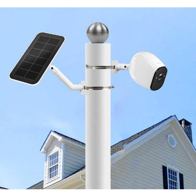 Sleek white pole mount compatible with for ring up cam and spotlight cam