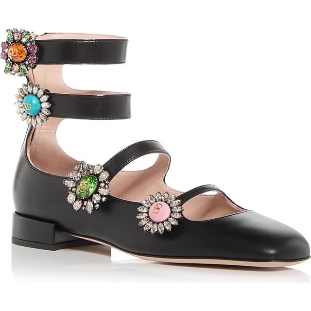 Valentino Garavani Black Preshoes Ballerina Flats - 9TG NERO/CRYSTAL/MUL - IT 35