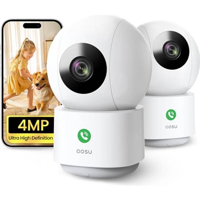 AOSU 4MP Indoor Camera with 2.4/5GHz WiFi - 2.5K QHD Baby Monitor Pet Camera for Home Security - 360?, Dual Band WiFi, One-Touch Call, Night Vision,