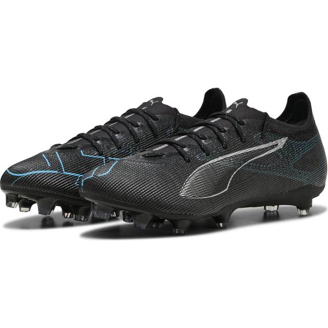 PUMA Ultra 5 Pro FG/AG Football Boots Unisex, Black/Silver/Bright Aqua, size 11 (11)