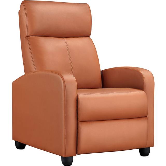 Faux Leather Manual Recliner - Tan (99.5cm H X 67cm W X 85cm D)
