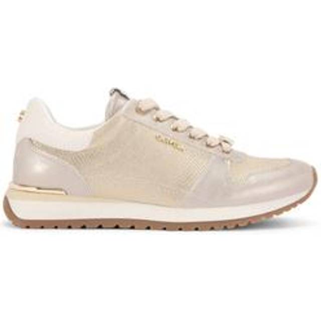 Carvela Florencia Lizard Embossed Lace Up Trainers, Gold
