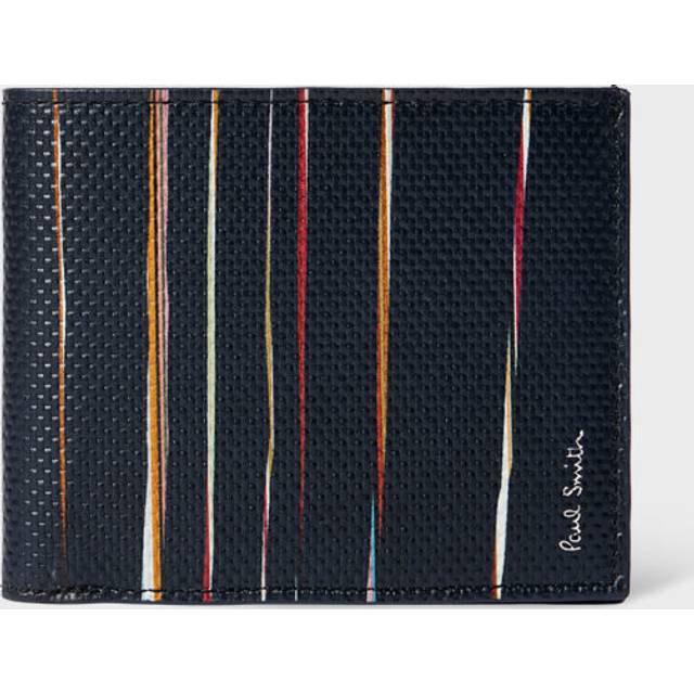 Paul Smith Navy Woven Leather 'Signature Stripe' Pinstripe Billfold Wallet Blue - One Size
