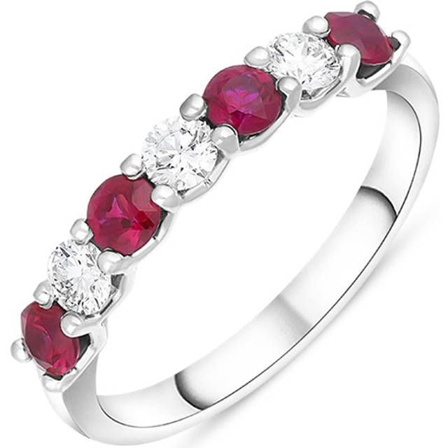 Platinum 0.52ct Ruby Diamond Half Eternity Ring