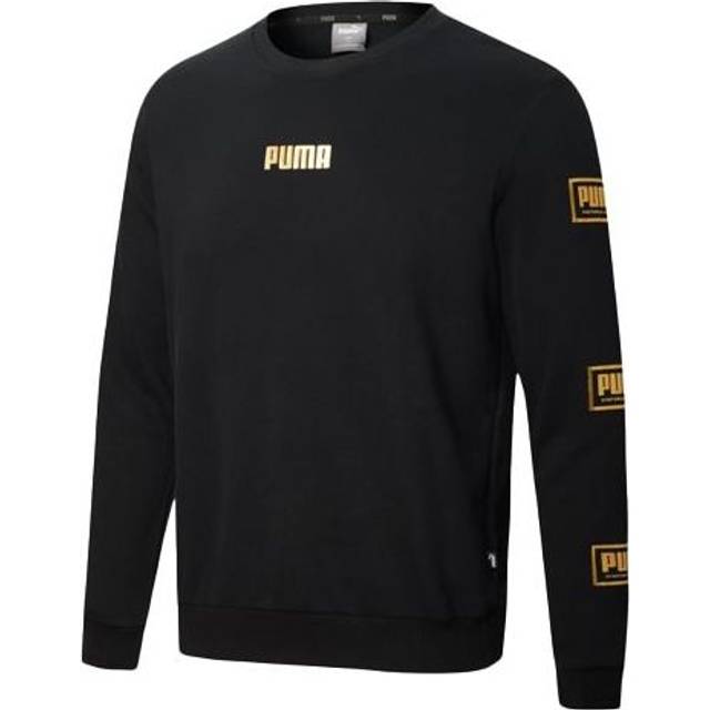 PUMA Holiday Pack Crewneck Sweatshirt 'Black Yellow White' 586348-01 - Black/Yellow/White