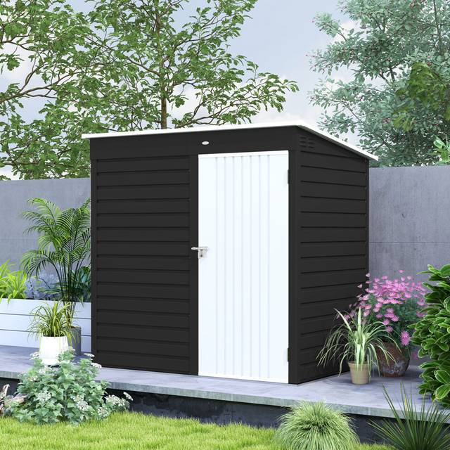 1 ft. W x 5 ft. D Galvanised Steel Garage Shed - Grey (192cm W X 130cm D X 184cm H)