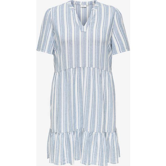 ONLY CARMAKOMA Cartiri-Caro S/S V-Neck Lin Dress Tlr |Blå |44