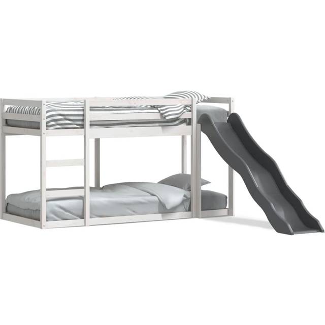 Vidaxl Bunk Bed With Slide And Ladder White 90x200 Cm Solid Wood Pine