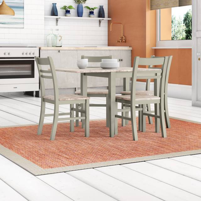 Bayou Folding Dining Set with 4 Chairs - Sage Green