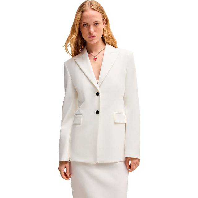 Slim-fit blazer with contrast buttons - White