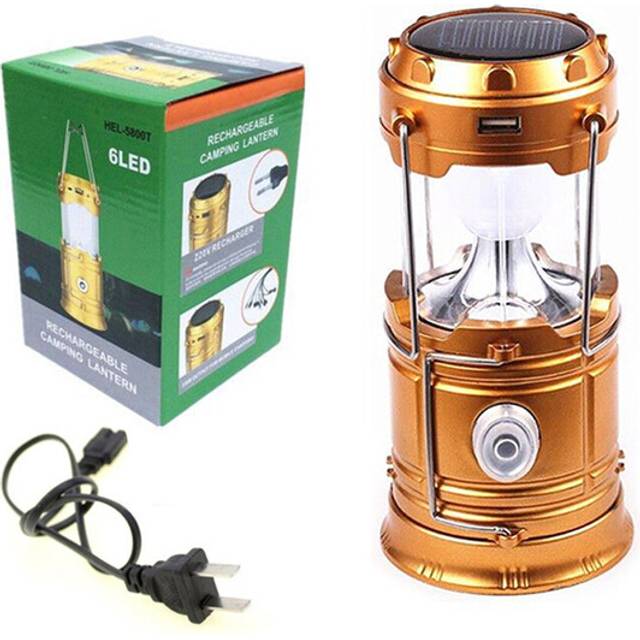(EU, gold) Portable Solar Charger Camping Lantern Lamp LED Outdoor Lighting Folding Camp Tent Lamp USB Rechargeable lantern