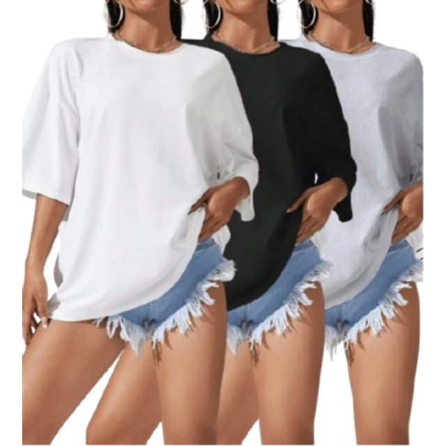 INAWLY Women Plain Round Neck Short Sleeve Casual Top, Everyday Wear Graphic Tees Women Tops