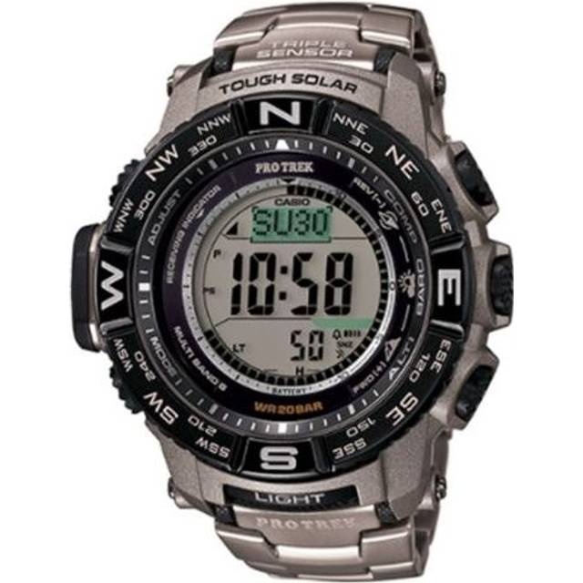 CASIO Solar Powered Waterproof Sports Shockproof Mens Gray Digital PRW3500T-7 - Grey - Free