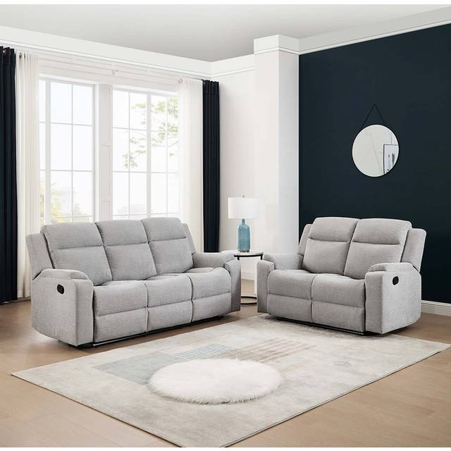 Orka 2+3 seater fabric manual recliner sofa set (Grey)