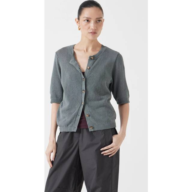 HUSH Cotton Linen Blend Short Sleeve Cardigan