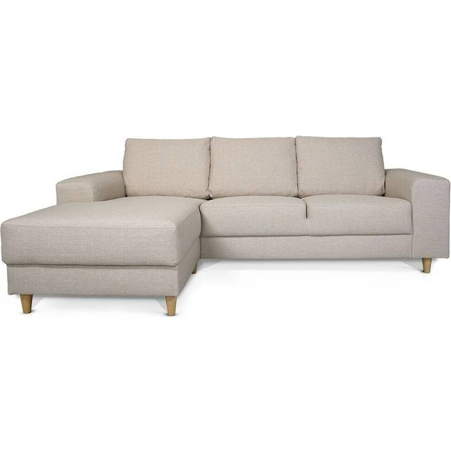 Nordic soffa med schäslong vänster ljus beige.