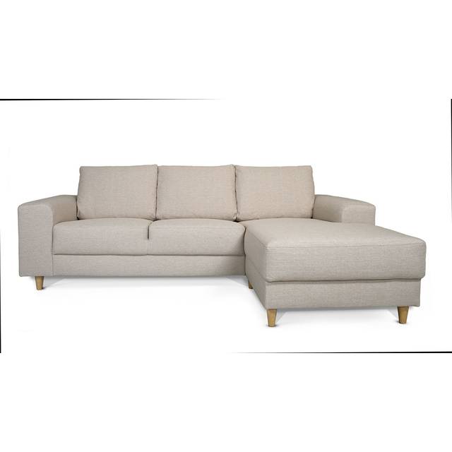 Nordic soffa med schäslong högervänd ljus beige.