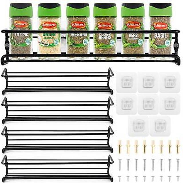 Spice Racks Organiser 4 Tier Flexible Wall Mounted Hanging Spice Rack