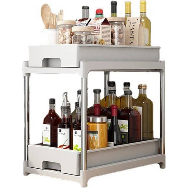 Kitchen Spice Rack Drawer Shelf Kitchen Cupboards Organizer Pull Out Type Vegetable Fruit Storage Basket Drawer White