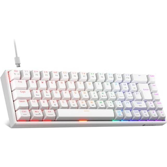60% Mechanical Gaming Keyboard, Mixed Colors LED Backlit Ultra-Compact 69 Keys, Mini Wired Keyboard with Red Switch for Windows Laptop PC/Mac