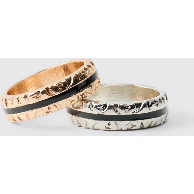 Mens Silver And Gold Ring 2 Pack